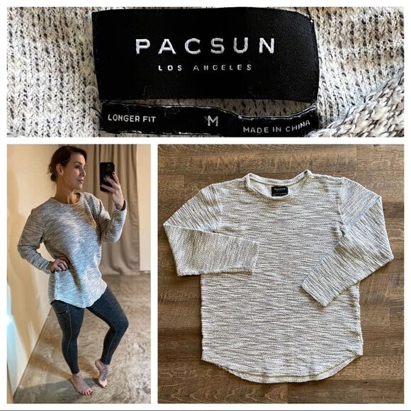 PacSun Sweater Tunic Athleisure Grey Top Medium Long Length Lounge - Picture 3 of 9